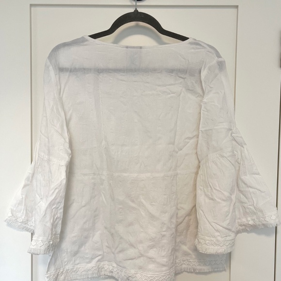 Dolan Left Coast Collection (Anthropologie) White Bell Sleeve Boho Cotton Top - Picture 5 of 8